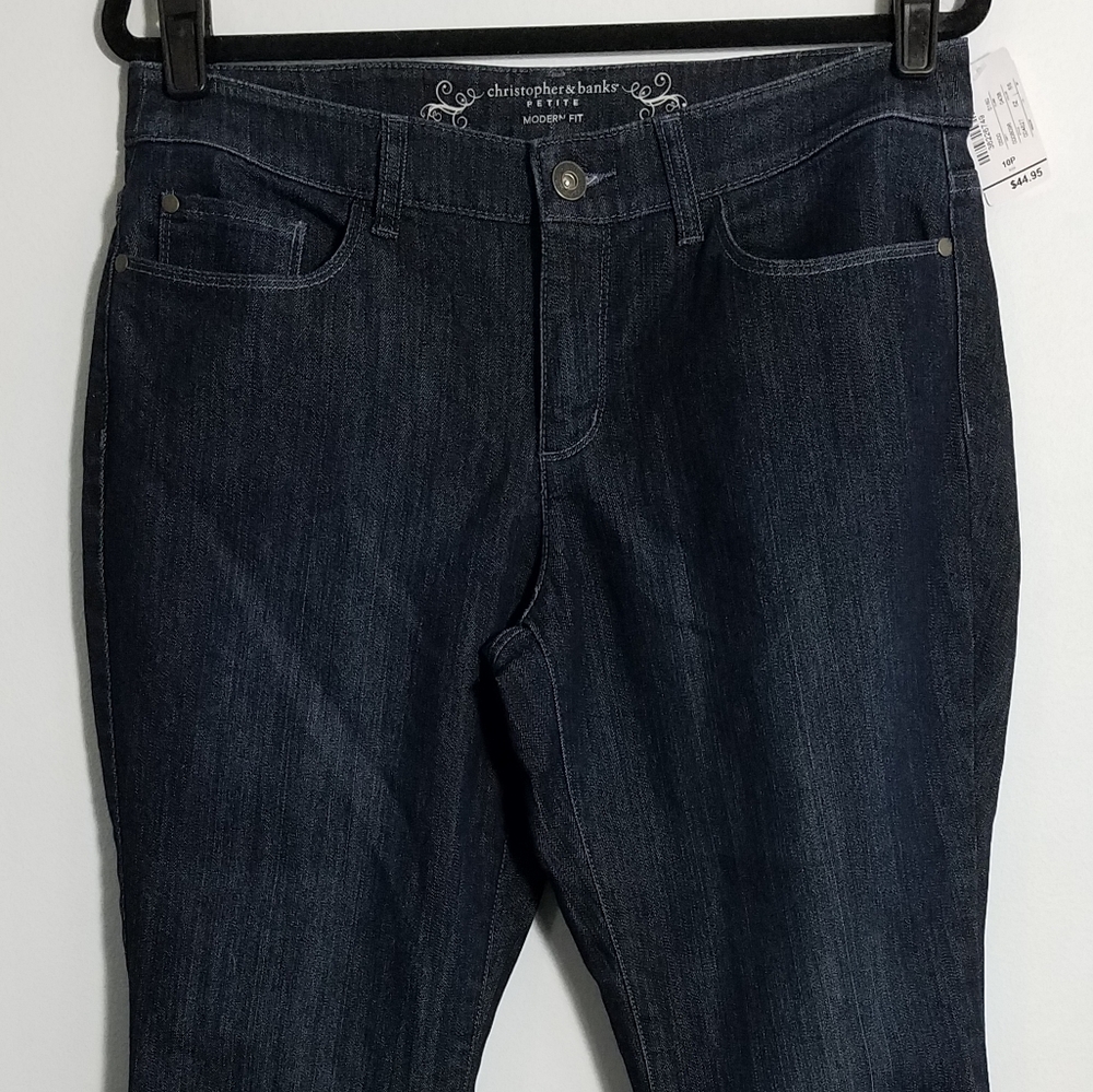 NWT Christopher & Banks dark wash jeans, 10P - Picture 1 of 8